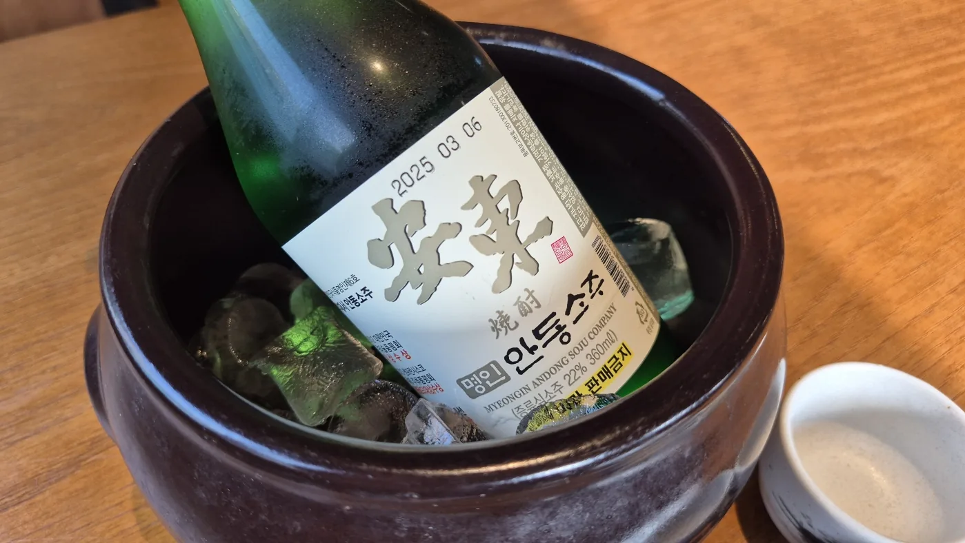 Korean drinks and shared cups arranged for a local culture experience